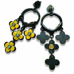Boucles-oreilles-xxl-fleur- jaune-noire-verso-2