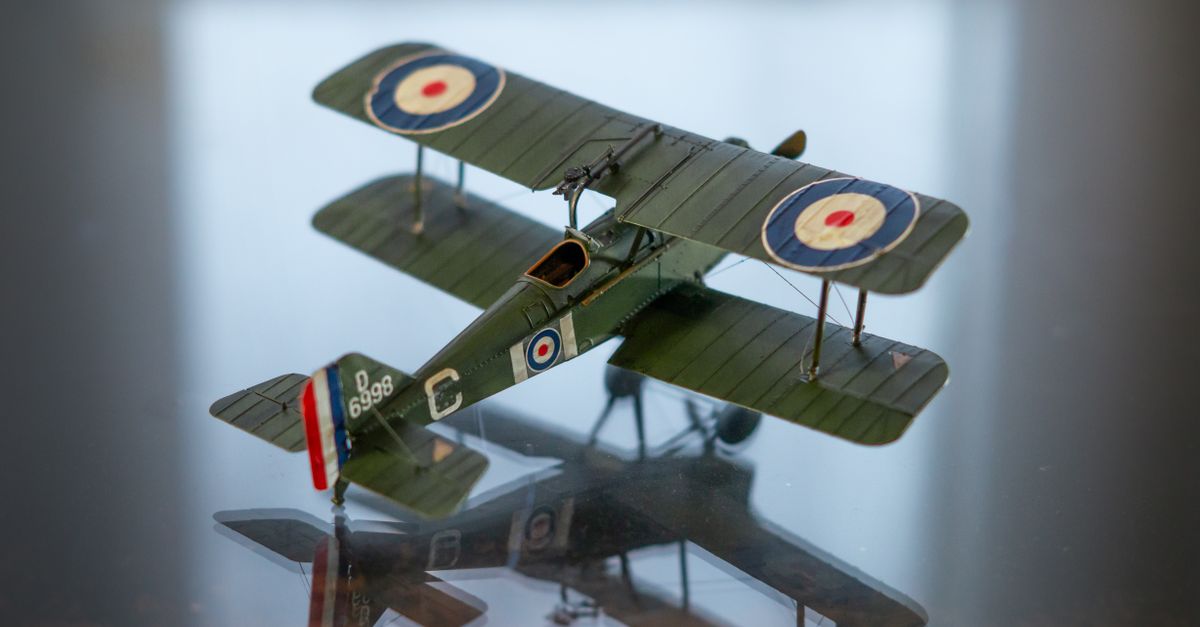 scale model of a classic world war i royal aircraft factory s e 5a biplane showcasing detailed design