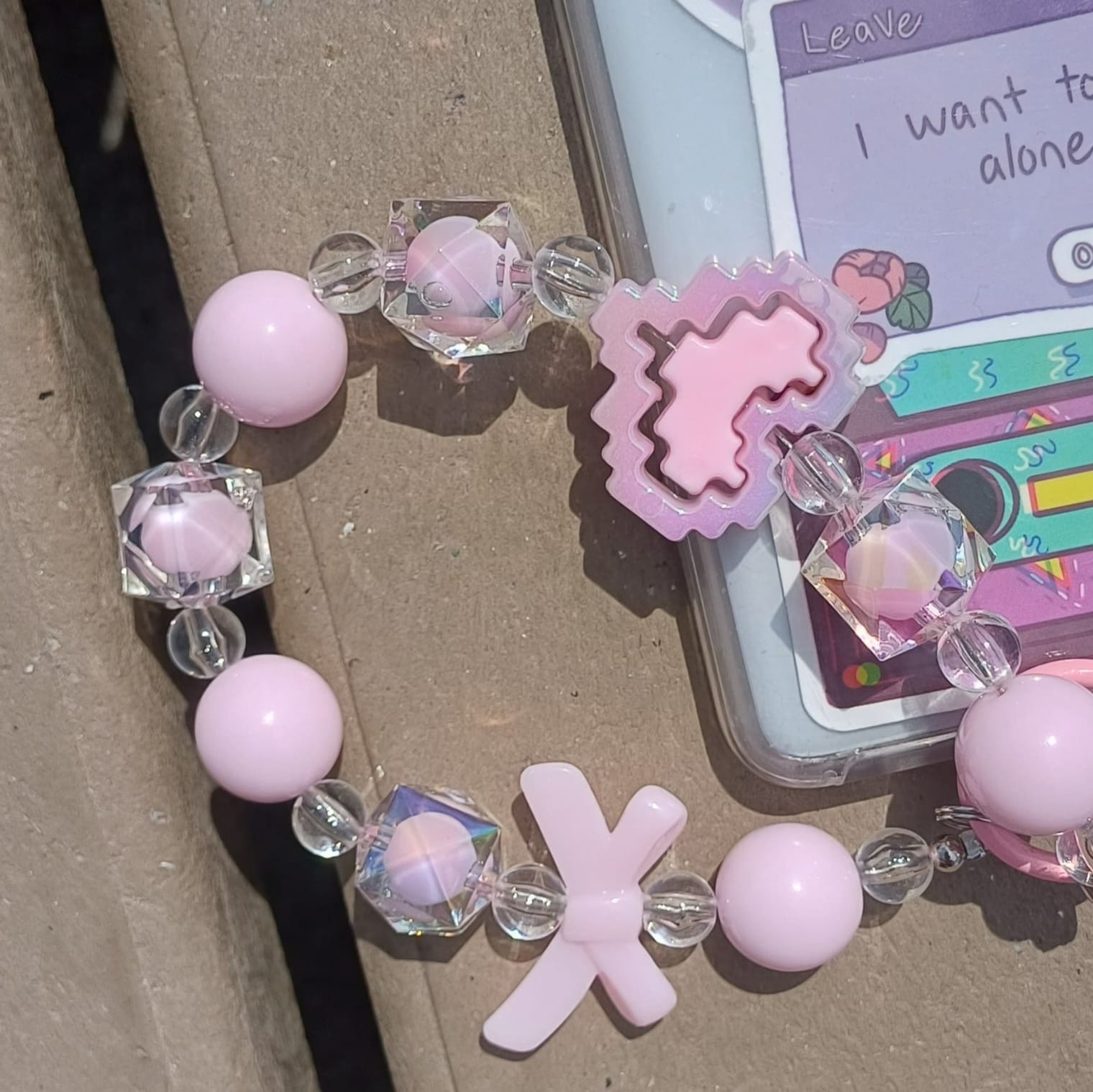 Chaine de téléphone - gamegirl rose