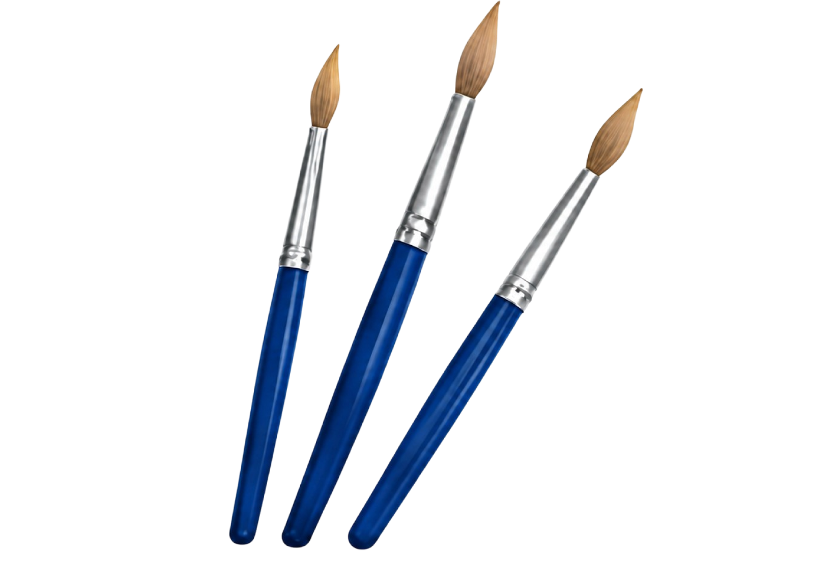 Trois pinceaux bleus pour la peinture de figurines