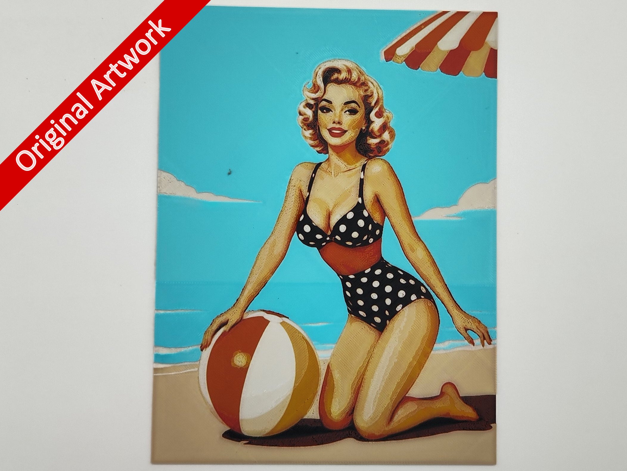 affiche_poster_pinup_Beach_ball_imprimee_en_3d