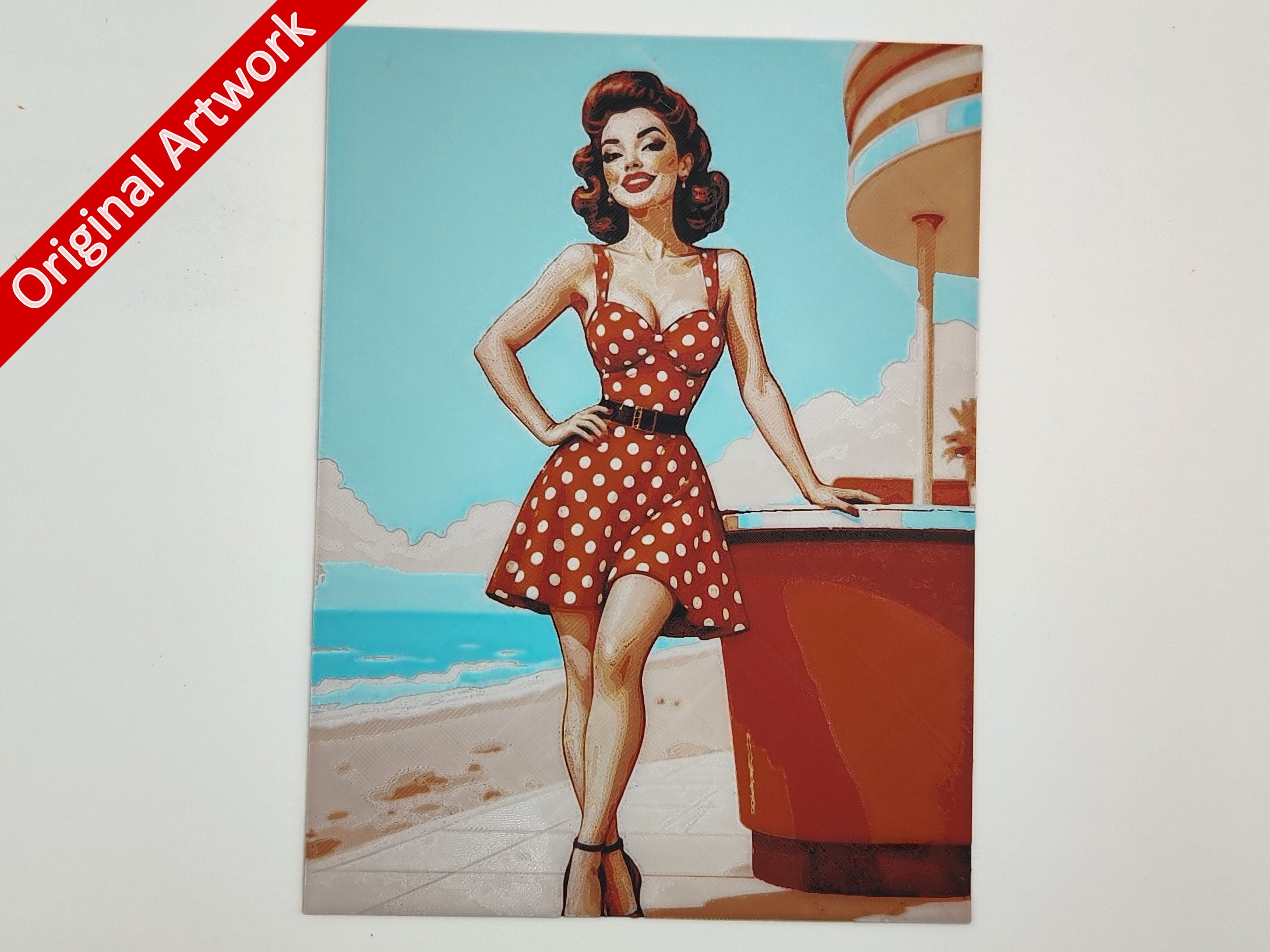 affiche_poster_pinup_Plage_imprimee_en_3d