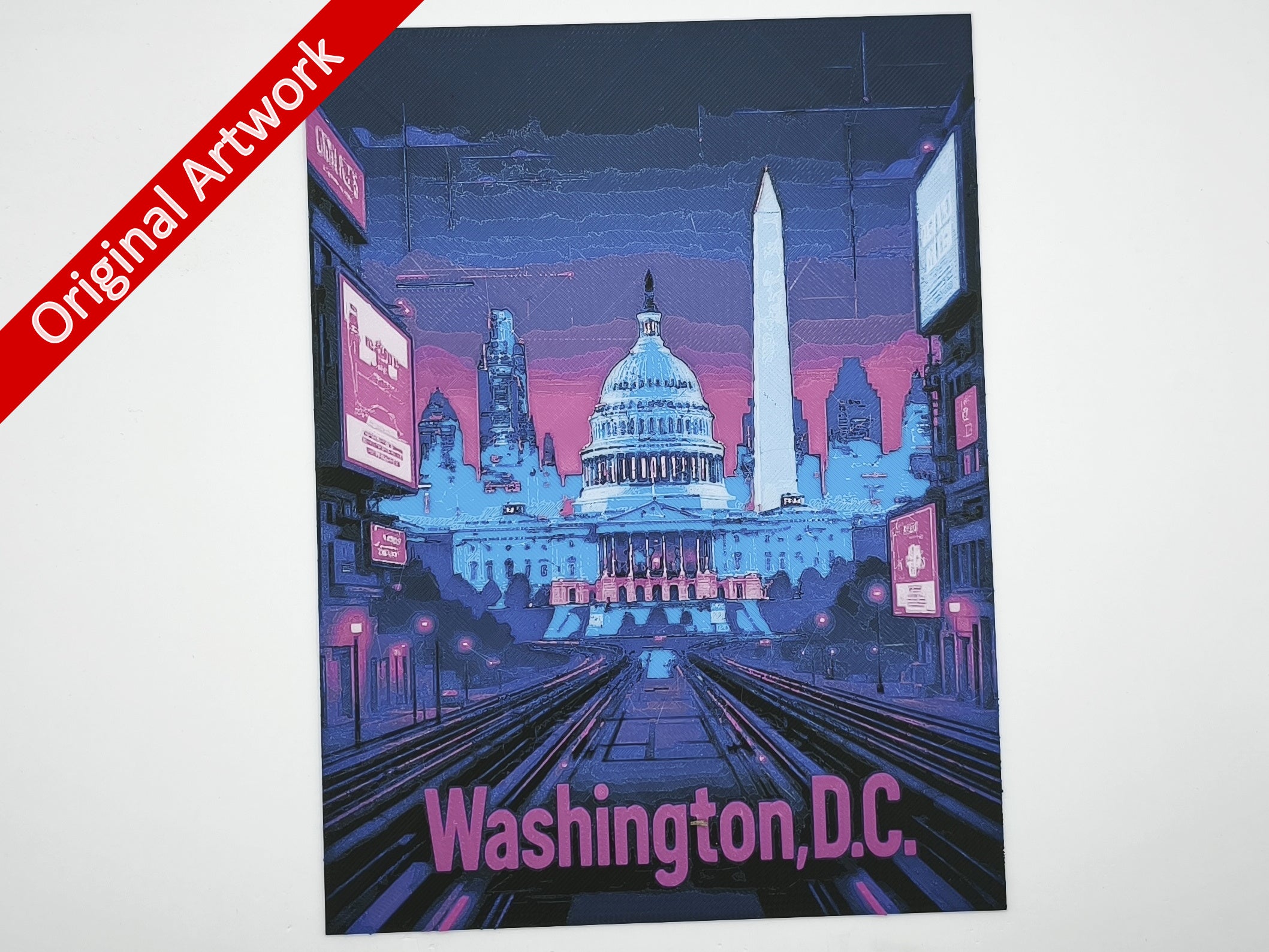 affiche_poster_voyage_Washington_DC_imprimee_3d_style_cyberpunk