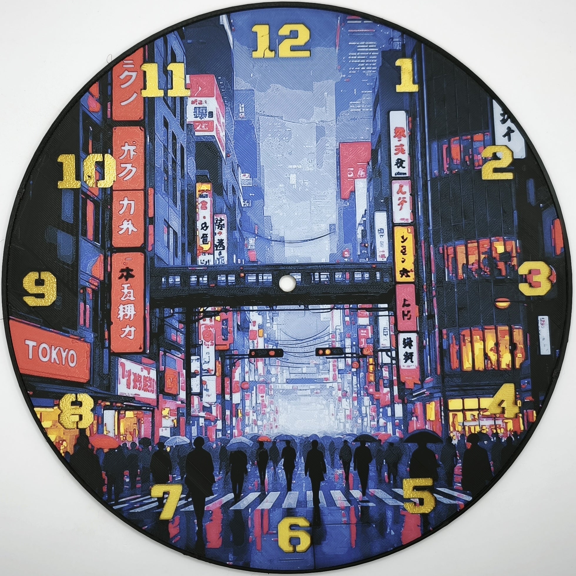 horloge_complete_Tokyo_cyberpunk_impression_3D_nombres_couleur_or