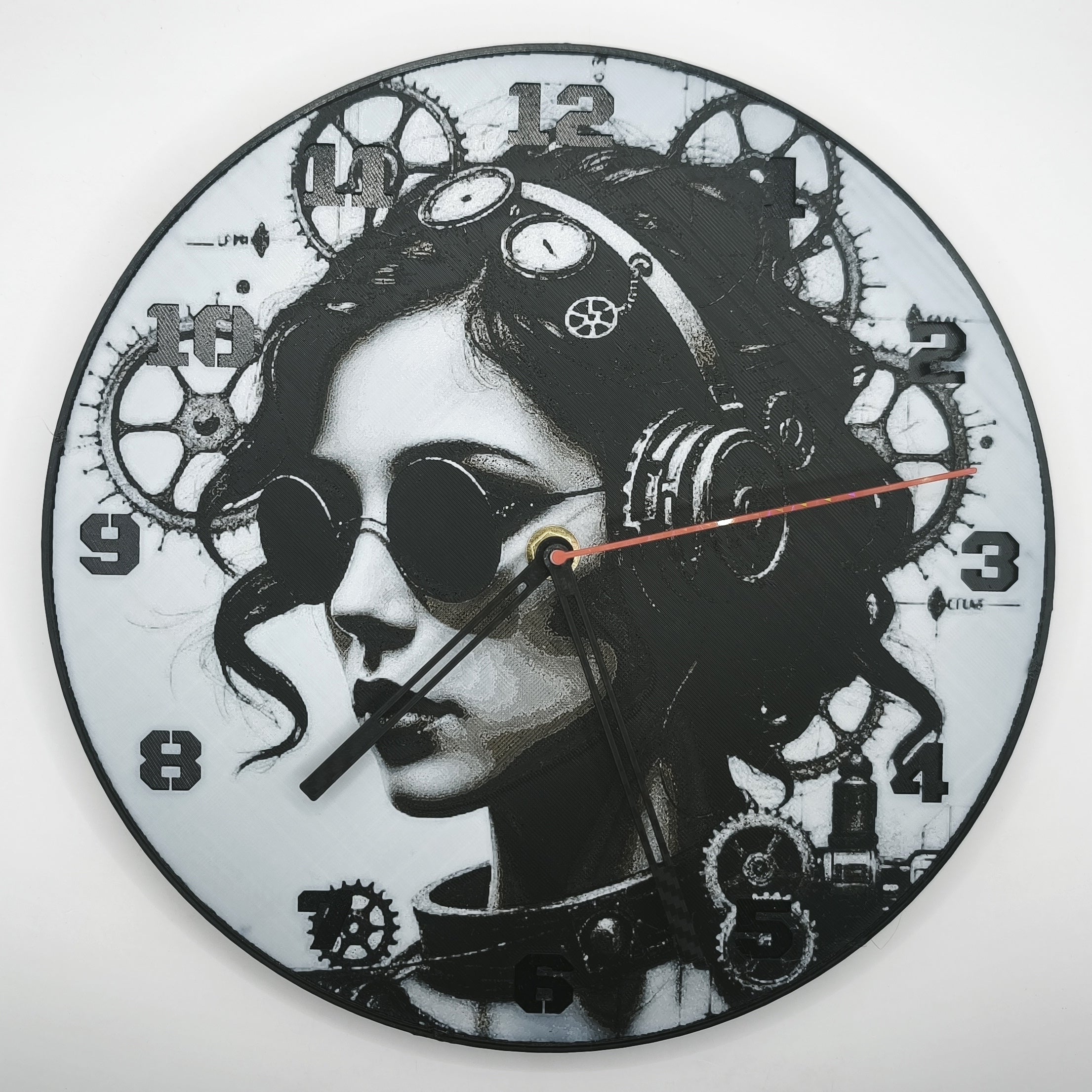 horloge_complete_Lady_steampunk_impression_3D_nombres_couleur_noir_aiguilles