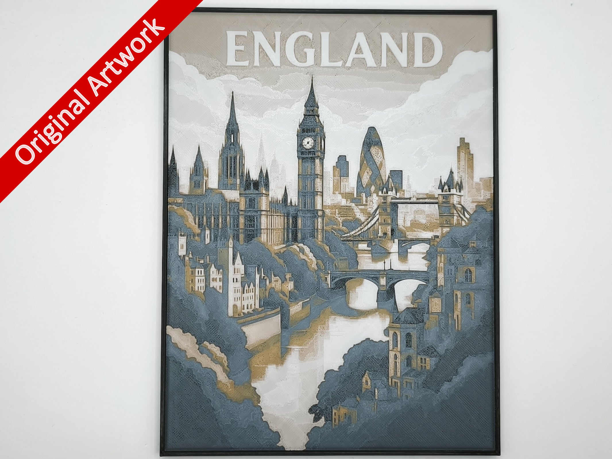 3D_printed_travel_poster_of_England_version_2_with_frame