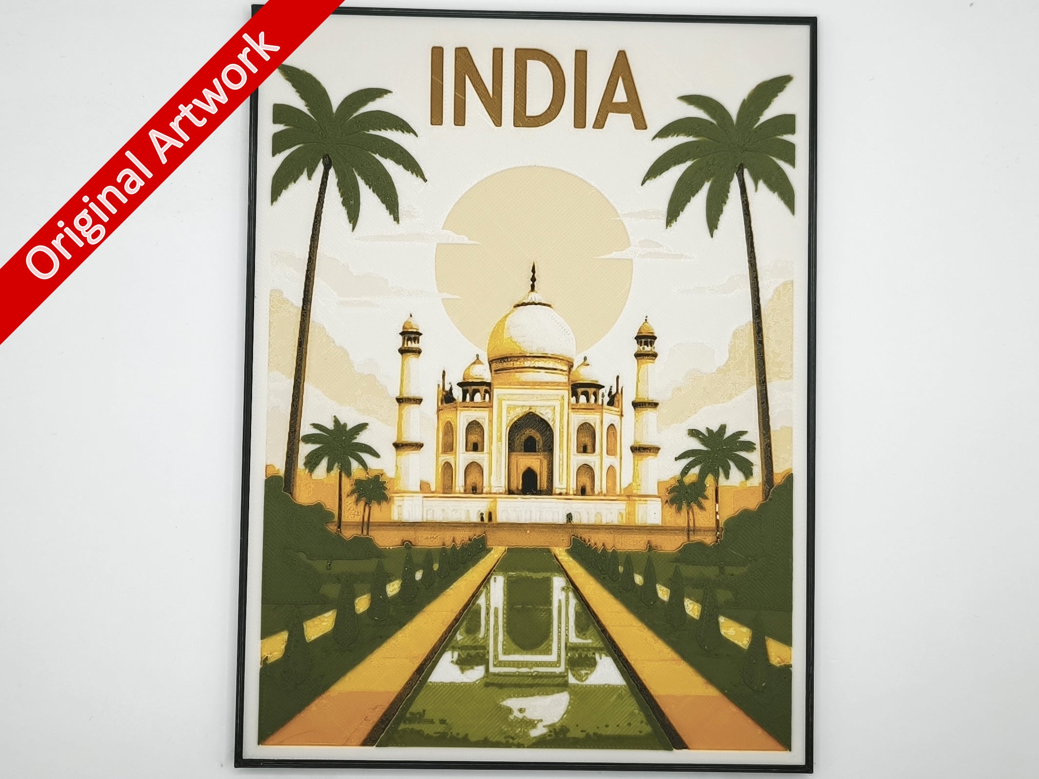 3D_printed_travel_poster_of_India_with_frame