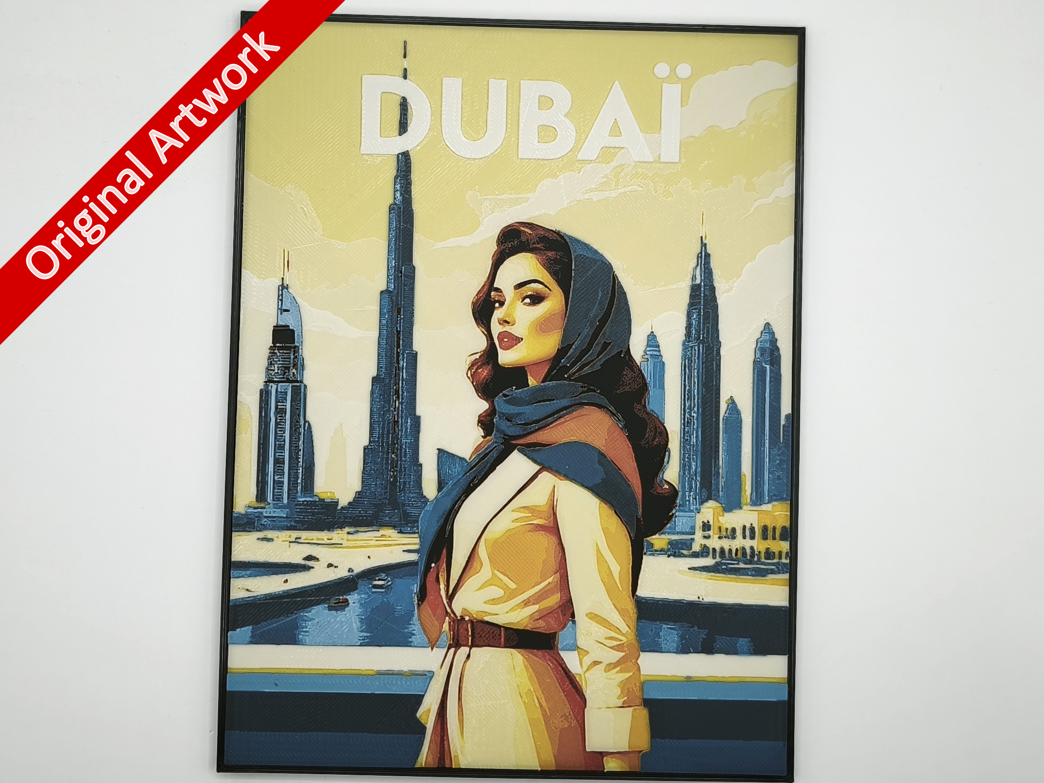 affiche_poster_pinup_dubai_imprimee_en_3d_avec_cadre