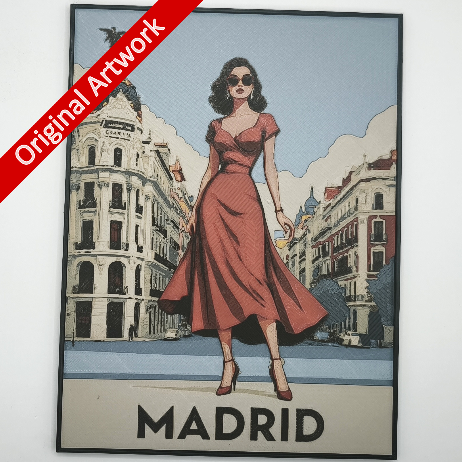 affiche_poster_pinup_madrid_imprimee_en_3d_avec_cadre