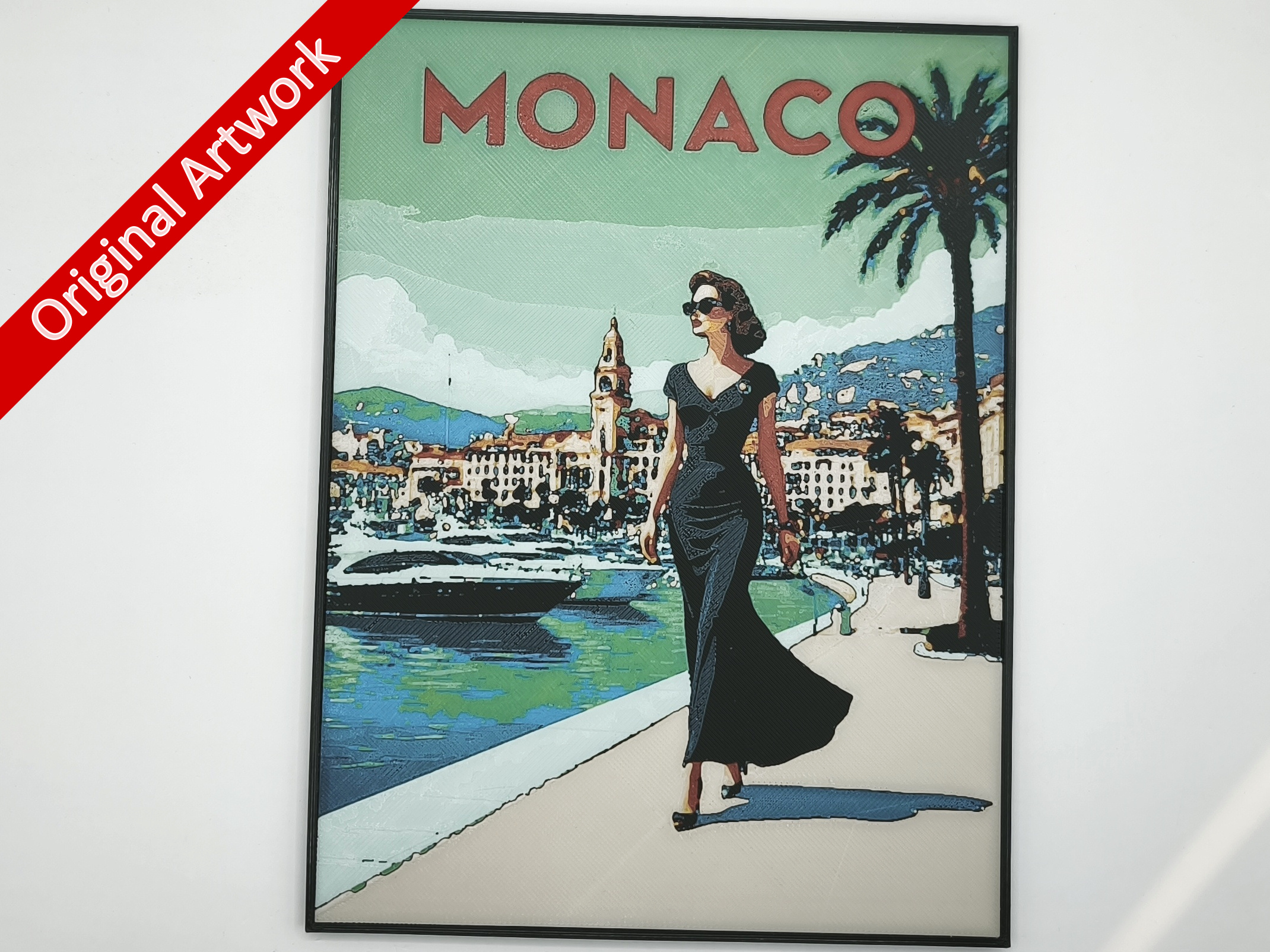 affiche_poster_pinup_monaco_imprimee_en_3d_avec_cadre