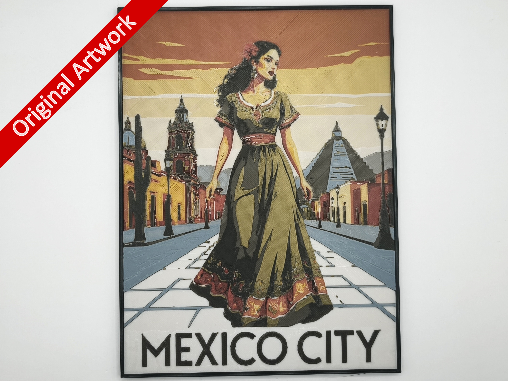 affiche_poster_pinup_mexico_imprimee_en_3d_avec_cadre