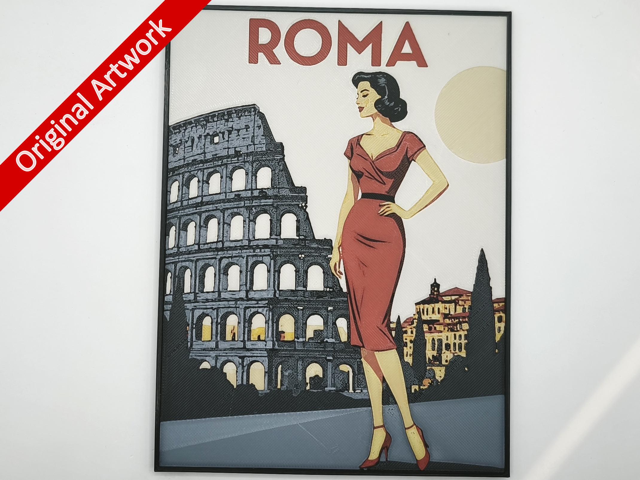 affiche_poster_pinup_rome_imprimee_en_3d_avec_cadre