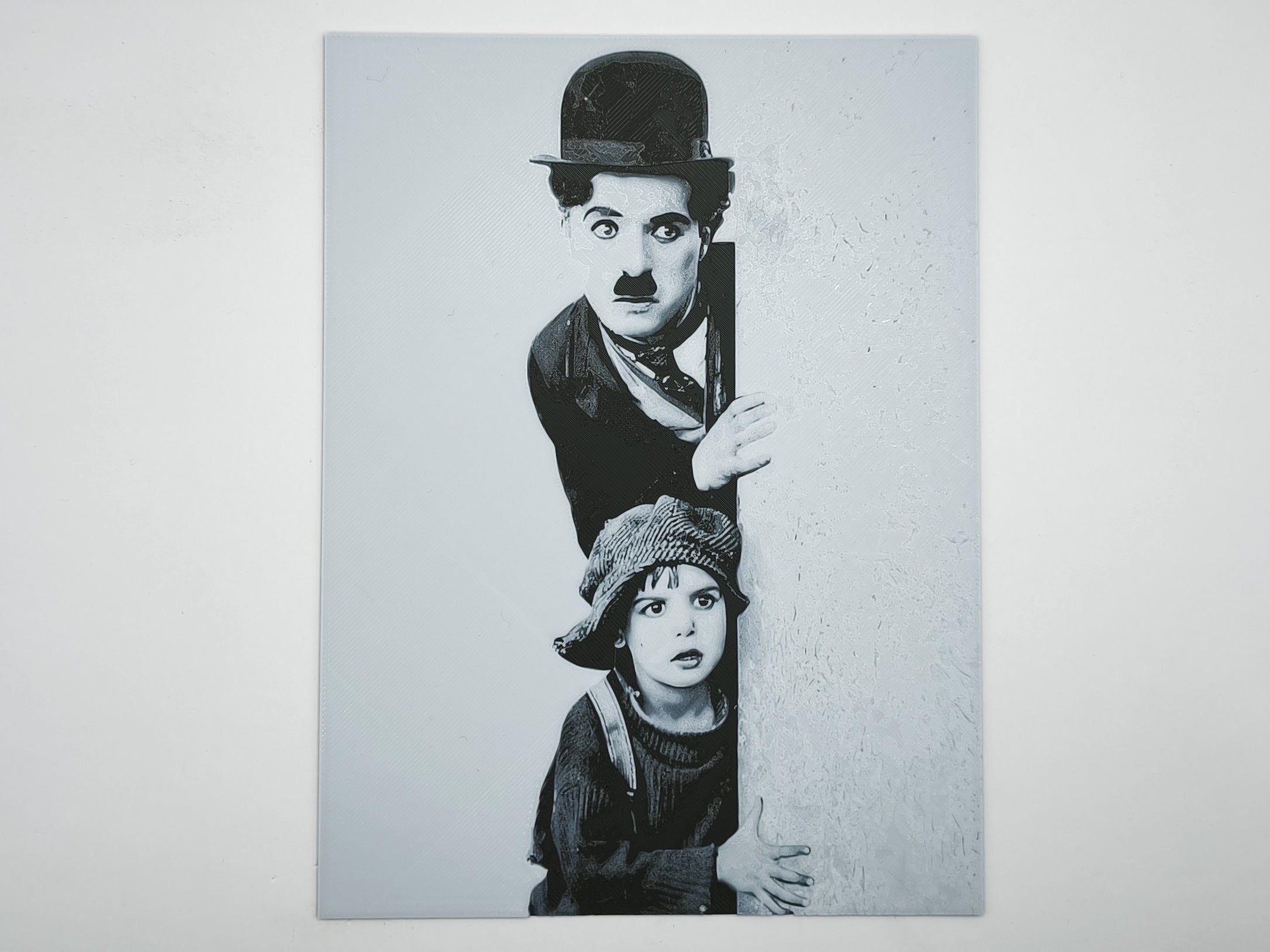 affiche_poster_Charlie_Chaplin_the_kid_imprimee_3d_couleur_noir_et_blanc