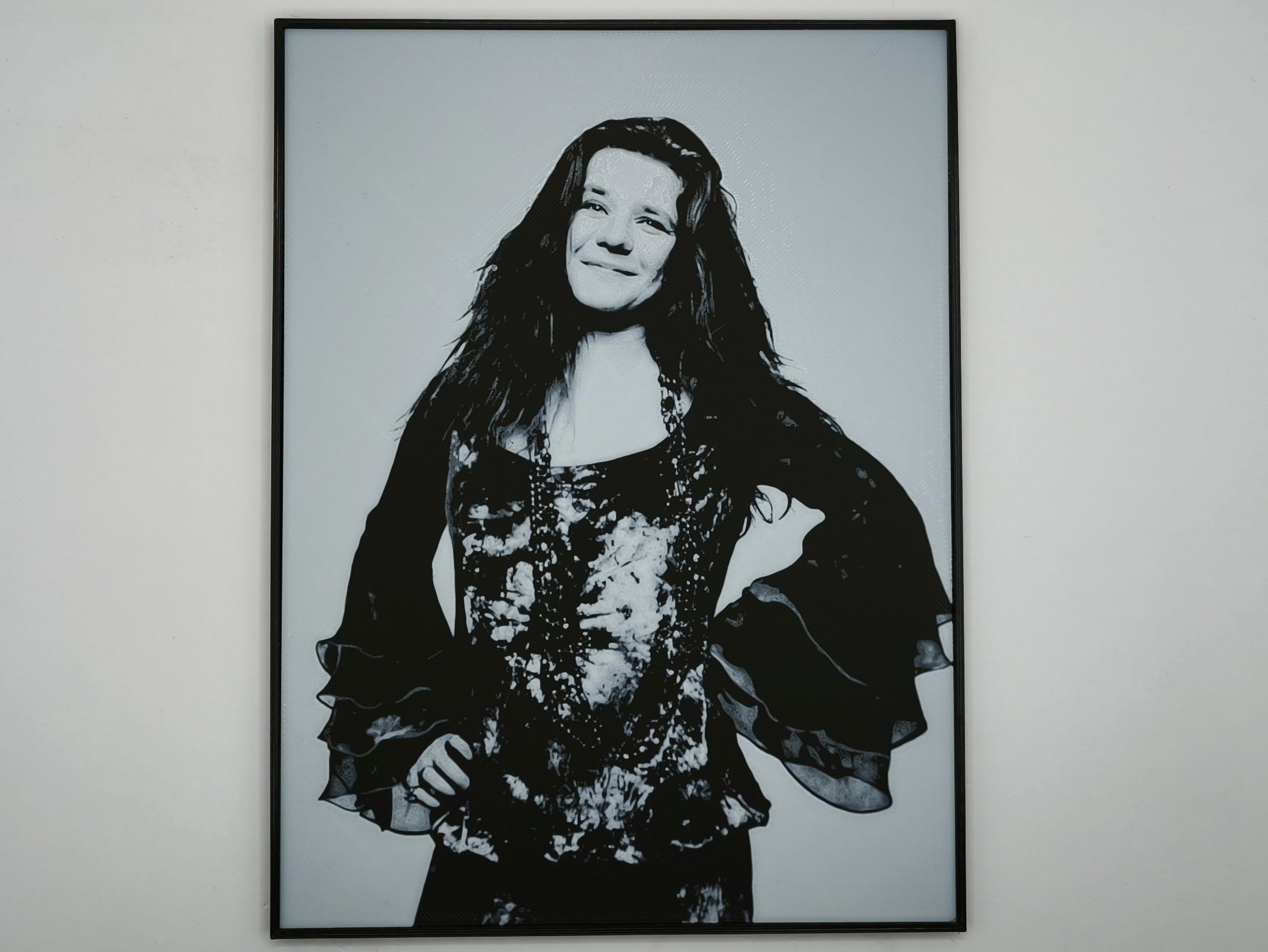 affiche_poster_Janis_Joplin_imprimee_3d_couleur_noir_et_blanc