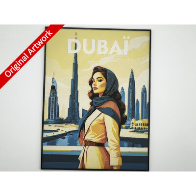 affiche_poster_pinup_dubai_imprimee_en_3d_avec_cadre