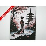 affiche_poster_Murmures_de_sakura_imprimee_3d_avec_cadre
