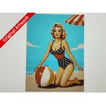 affiche_poster_pinup_Beach_ball_imprimee_en_3d