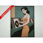 affiche_poster_pinup_magasin_de_disques_imprimee_3d_avec_cadre