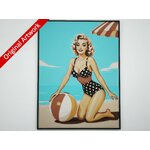 affiche_poster_pinup_Beach_ball_imprimee_3d_avec_cadre