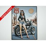 affiche_poster_pinup_route_66_imprimee_3d_avec_cadre