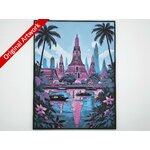 affiche_poster_voyage_Bangkok_imprimee_3d_style_cyberpunk_avec_cadre