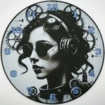 horloge_complete_Lady_steampunk_impression_3D_nombres_couleur_bleu