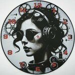 horloge_complete_Lady_steampunk_impression_3D_nombres_couleur_rouge