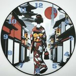 horloge_complete_Une_Geisha_dans_Kyoto_de_dos_impression_3D_nombres_couleur_bleu