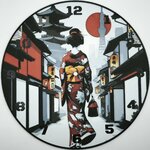 horloge_complete_Une_Geisha_dans_Kyoto_de_dos_impression_3D_nombres_couleur_noir