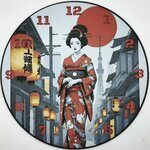 horloge_complete_Une_Geisha_dans_Kyoto_de_face_impression_3D_nombres_couleur_rouge