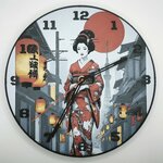 horloge_complete_Une_Geisha_dans_Kyoto_de_face_impression_3D_nombres_couleur_noir_aiguilles