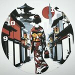 affiche_horloge_Une_Geisha_dans_Kyoto_de_dos__impression_3D