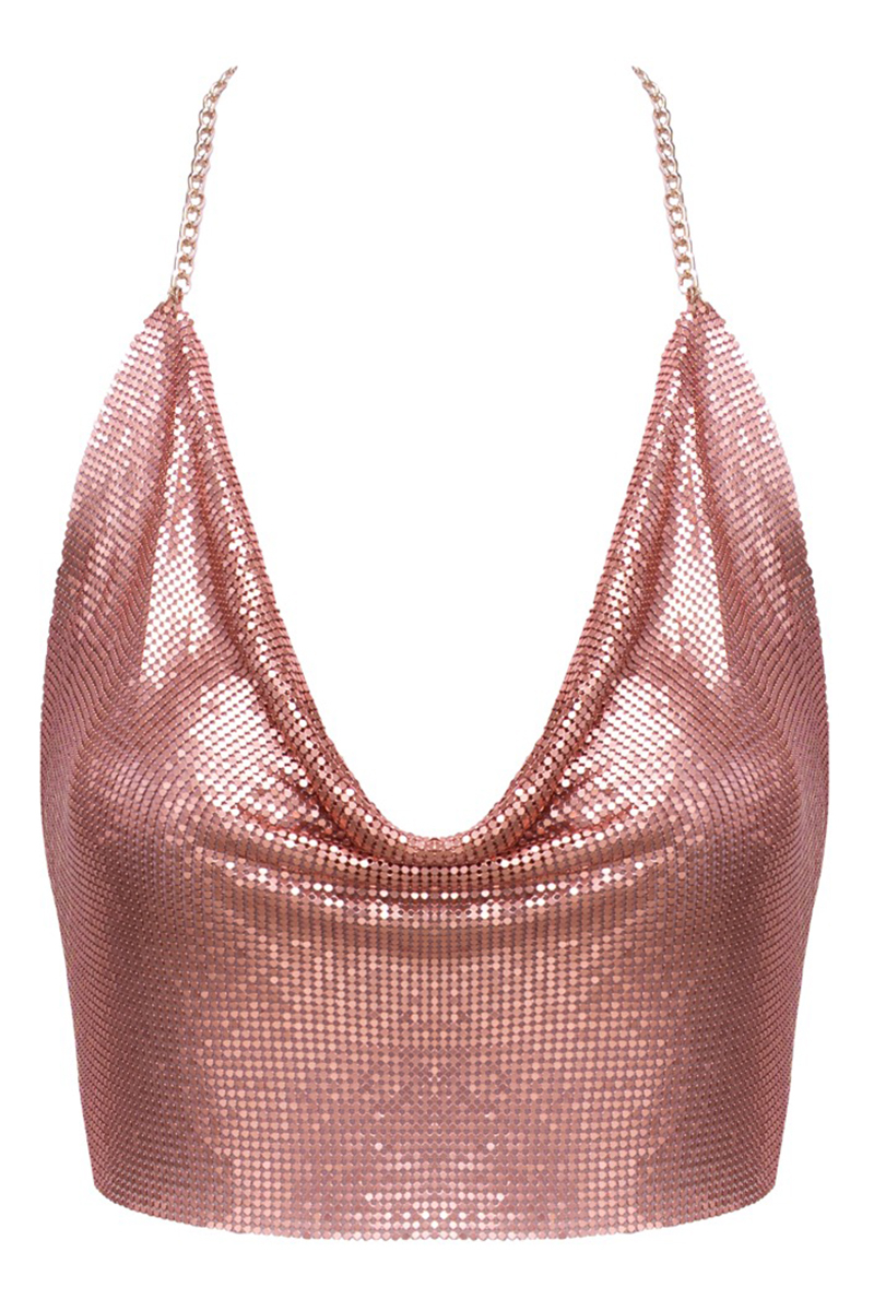 Top en métal doré rose