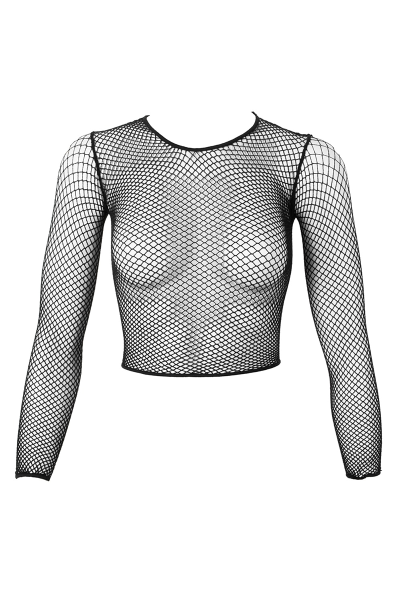 T-shirt court en résille à manches