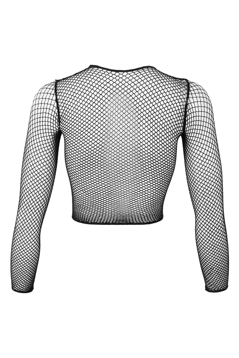 T-shirt court en résille à manches