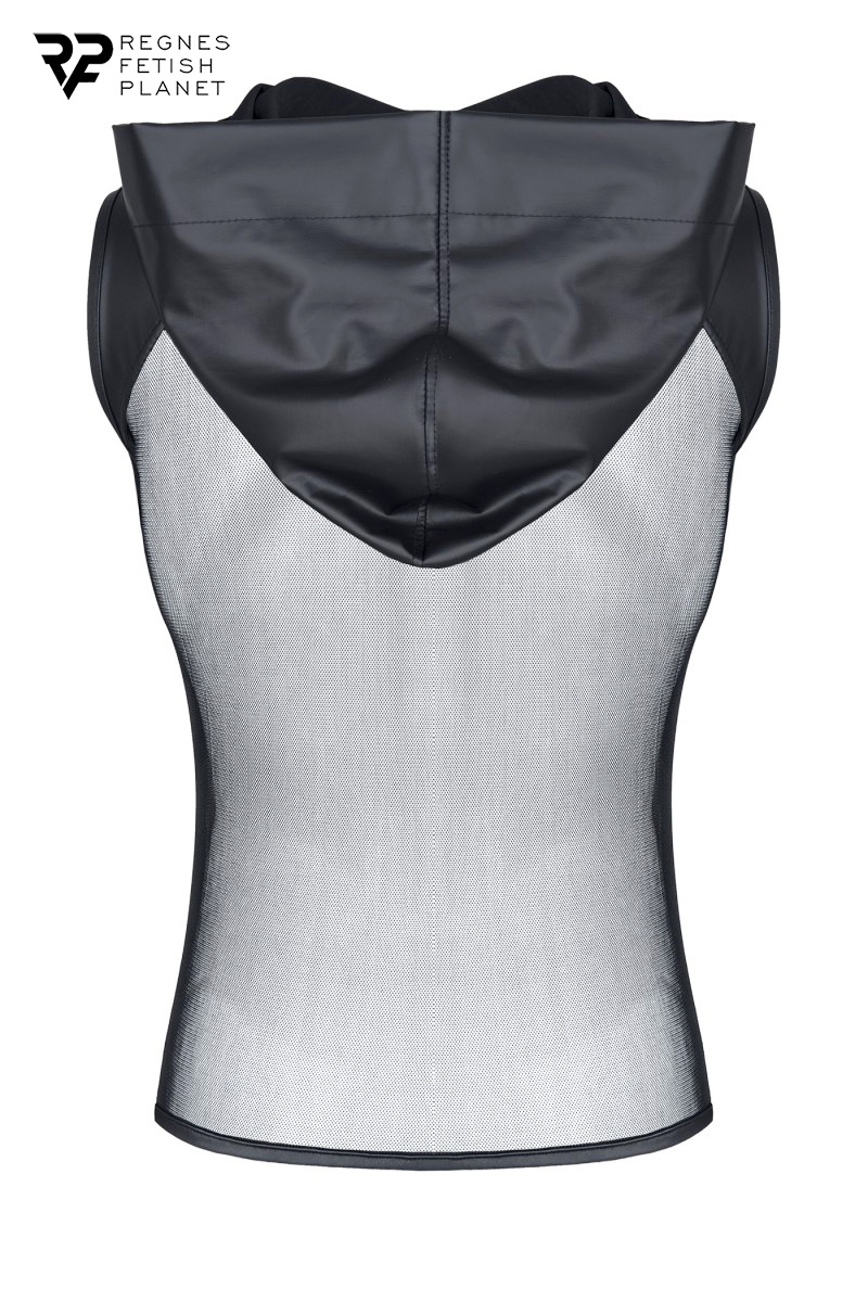 T-shirt à capuche wetlook et mesh