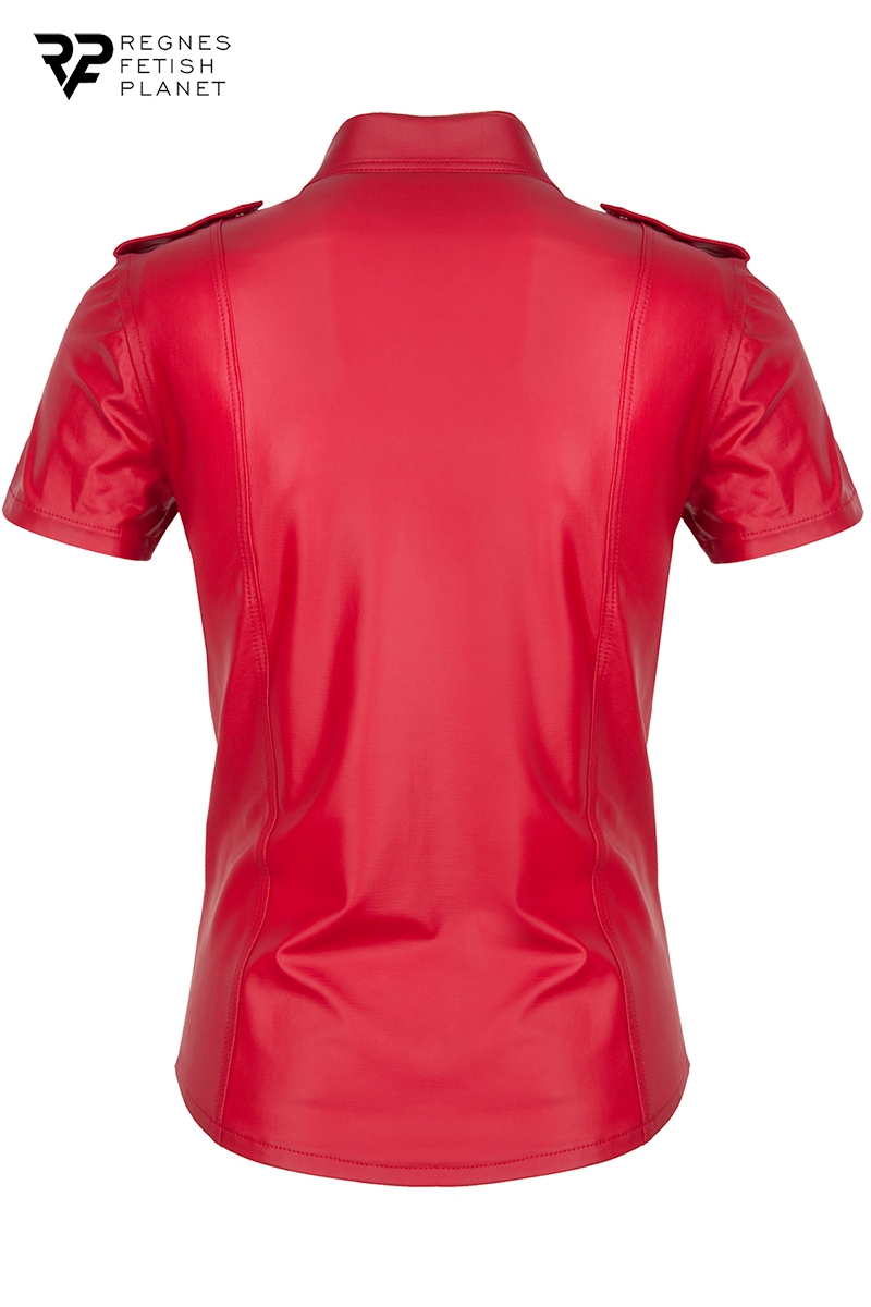 Chemise manches courtes wetlook rouge Carlo