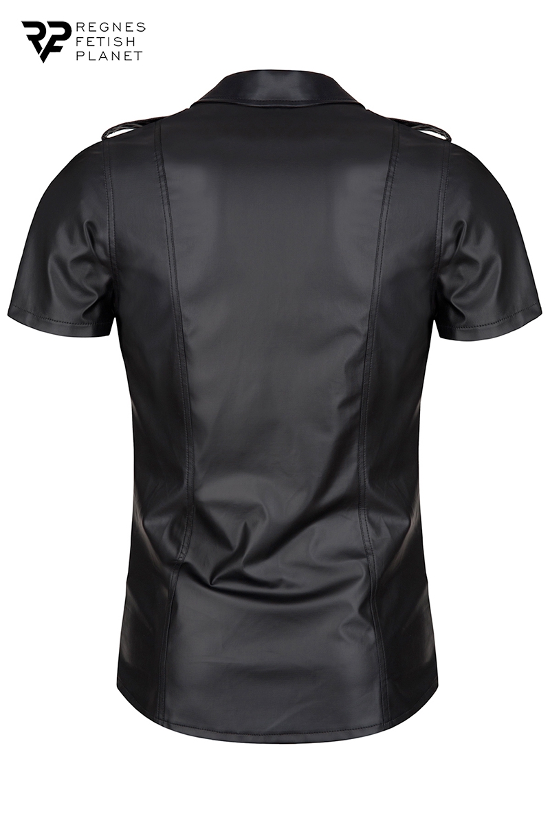 Chemise manches courtes wetlook noire Luca