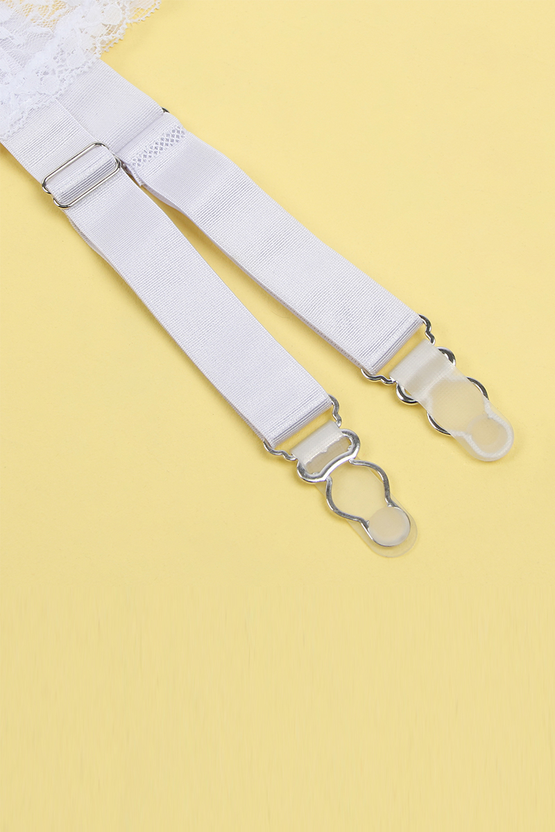 Porte-jarretelles et string Blanc - Litolu Lingerie