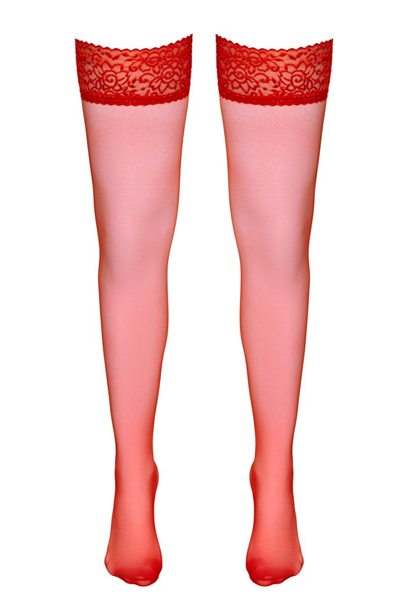 Bas autofixants rouge - Cotelli Legwear