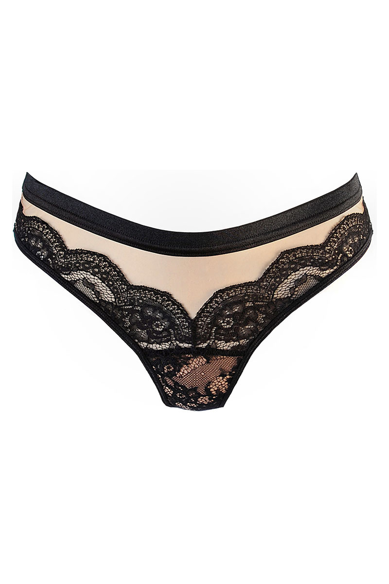 String tulle et dentelle noir V-10718