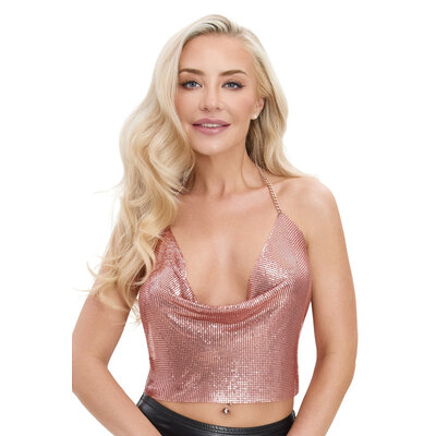 Top en métal doré rose