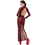 Robe fendue en tulle floqué Kink Royal F383 - Noir Handmade
