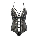 Body string tulle et dentelle noir V-10100 - Axami