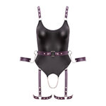 Body à jarretelles ouvert avec menottes - Cottelli Bondage