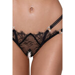 String ouvert Rio noir en dentelle