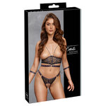 Ensemble ouvert 3 pièces noires - Cotelli Bondage