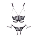 Ensemble ouvert 3 pièces noires - Cotelli Bondage