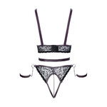 Ensemble ouvert 3 pièces noires - Cotelli Bondage