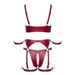 Set soutien-gorge et slip à jarretelles ouvert rouge - Cottelli BONDAGE